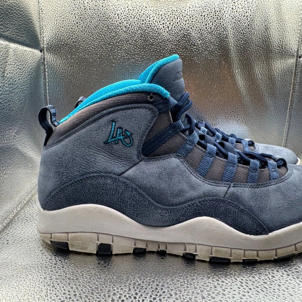 Size 11 Nike Air Jordan 10 Retro Los Angeles Mid Mens Blue Sneakers 310805-404 - Picture 2 of 12